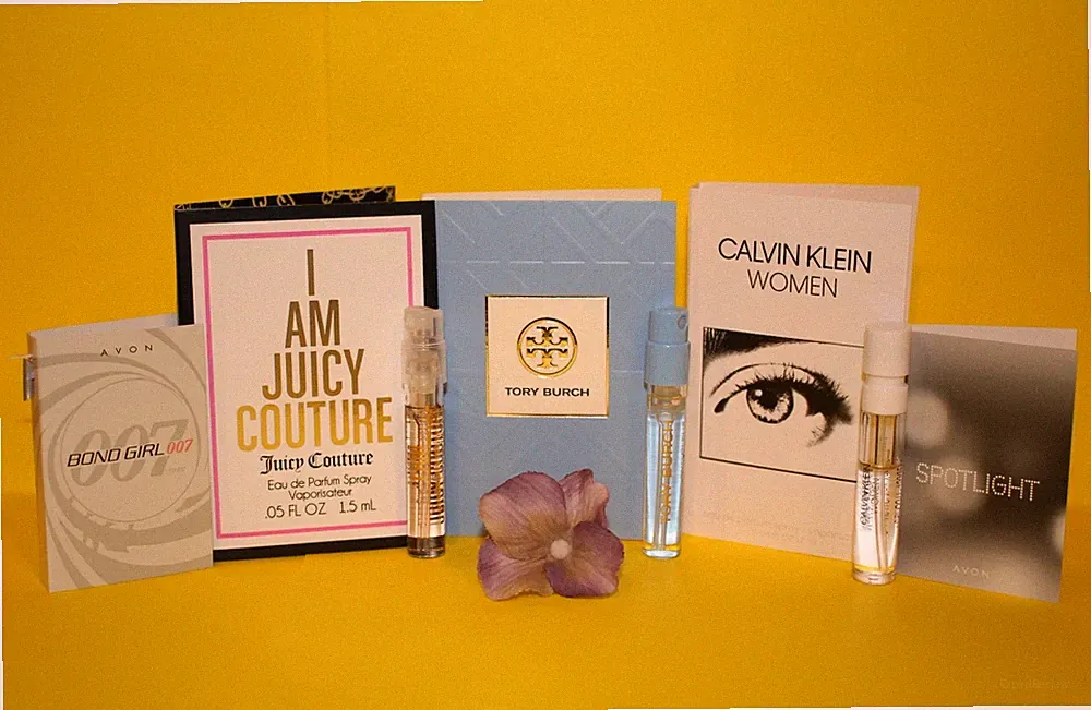 5 Designer Perfume Sample Lot: Juicy Couture, Tory Burch, Calvin Klein & more