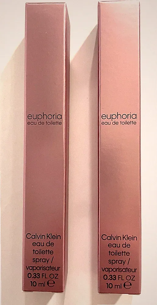 Euphoria By Calvin Klein EDT Travel Spray Perfume .33oz New SET OF 2 NEW