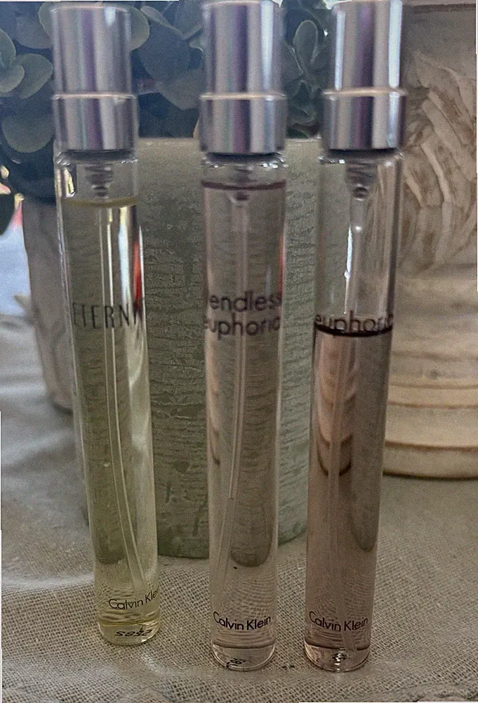 Lot Of 3 Assorted Calvin Klein Travel Size Spray Perfumes .33 Oz Ea.
