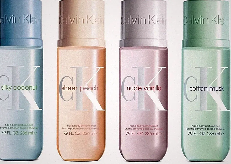 New Calvin Klein CK Set 4 Hair & Body Perfume Mist COCONUT PEACH VANILLA MUSK